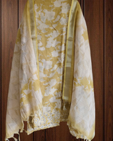 Elegant Cotton Linen Suit with  Laser-Cut Detailing & Embroidery